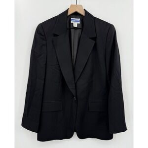 Vintage Pendleton Blazer Womens 10 Black 100% Wool Made In USA Lightweight